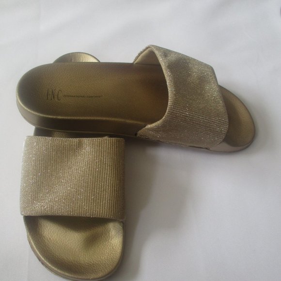 INC INTERNATIONAL CONCEPTS METALLIC SLIDE SLIPPERS - Picture 2 of 6